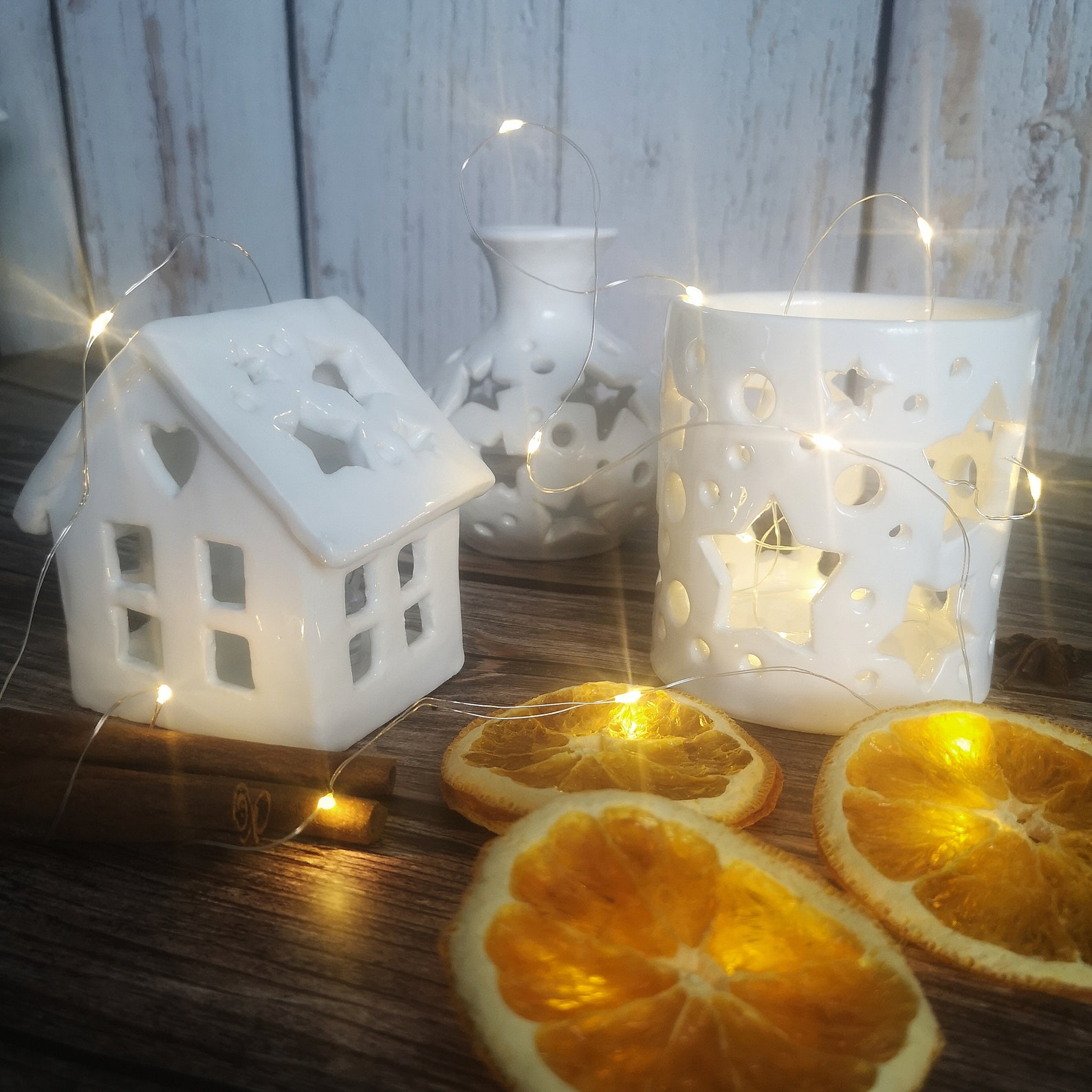 White Ceramic House Candle Holder Candle Lantern Tea Light Etsy