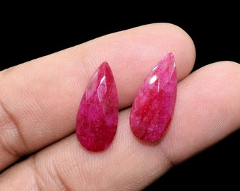 Natural Ruby Faceted Pear Shape Briolettes,8x20mm Teardrop Beads,Ruby Briolettes,AAA Quality,Ruby Jewelry Beads,Ruby Teardrop Beads