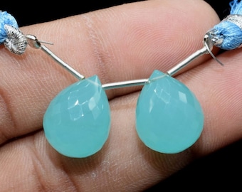 Chalcedon Aqua 18 x 23 mm, fasetowane brylanty, luźne koraliki z kamieni szlachetnych, koraliki w kształcie gruszki, luźne koraliki w kształcie kropli, ręcznie robiona biżuteria