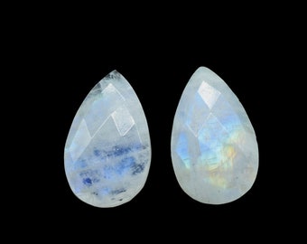 Piedra lunar arcoíris (12 x 20 mm), briolettes en forma de pera, cuentas de lágrima de piedra lunar, cuentas facetadas calibradas, briolette de piedra lunar, joyería de piedra lunar.
