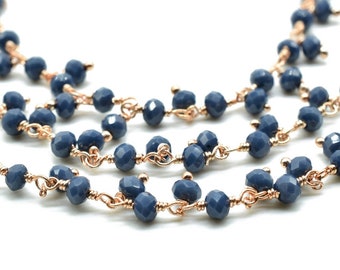 Blaue Saphir Cluster Perlen Kette, vergoldete Draht gewickelt Rosenkranz Kette, baumelnde facettierte Draht gewickelte Perlen Kette, Verkauft von Fuß Großhandel