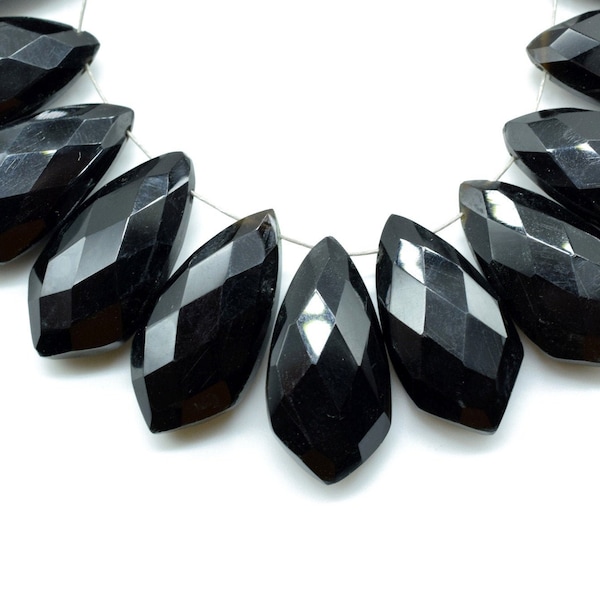 Black Onyx Faceted 10x20mm Tie Shape Briolette Beads,Pear Shape beads,Tie Shape Briolettes,Black Onyx Briolettes,Fancy Shape Briolettes