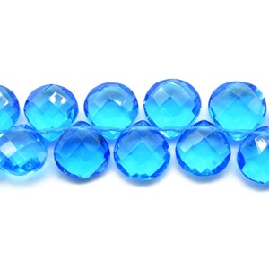 Blue Topaz 10mm Heart Faceted Briolettes,Fine Quality Gemstones Briolette Drops,Heart Beads Strands,Blue Topaz jewelry making heart shape