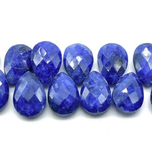 Blue Sapphire 9x13 Briolettes,Natural Sapphire Beads,Faceted Sapphire Beads,Sapphire Faceted Pear Briolettes,Jewelry making beads,Supplies