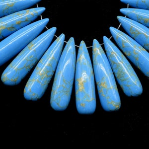 Blue Copper Turquoise Long drop 8x30mm smooth Briolettes,Turquoise Briolette,Tear Drop Briolette,jewelry supplies,Copper Turquoise drop bead