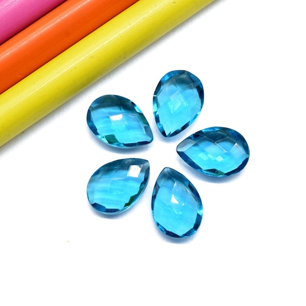 London Blue Topaz Faceted,12x20mm Pear Shape Briolettes,Almond Shape Beads,AAA Quality,Blue Quartz Jewelry,Blue Topaz Loose Gemstone Beads,