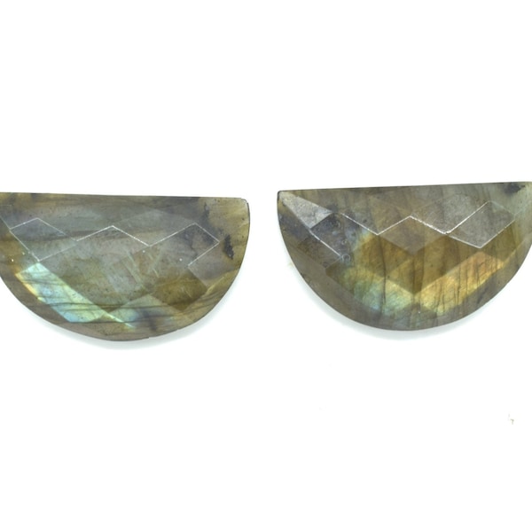 Labradorite Half Moon Faceted Cabochon,Checker Cut Cabochon Briolette,Grey Gemstone jewelry,June Birthstone jewelry Making Supply,Gift For