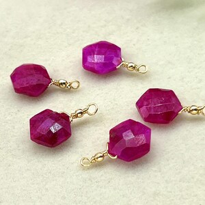 Ruby 10mm Hexagon Connector Charms,Gemstone Vibrant Pendants Charms,Hexagon Charm perfect for Tranquil,Passionate Earrings,Handmade Jewelry