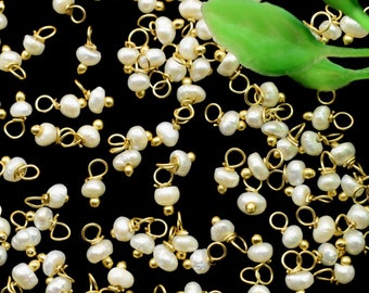 Pearl Single wire wrapped Beads,Gemstone Components,Earring Connectors,Freshwater Pearl Dangle Beads,Handmade DIY Jewelry,Hangings Beads