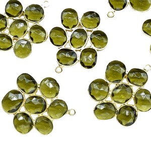 Green Tourmaline Earring Connector,Gemstone single bail connector,Handmade Jewelry,Green Tourmaline Lotus pendant,Tourmaline Dangle Earring