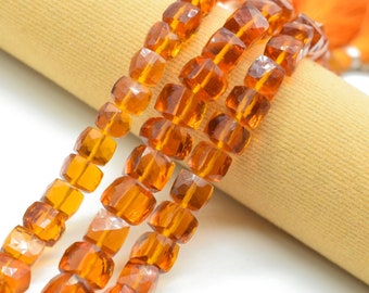 Glowing | Golden Citrine 8mm Faceted Cube,Square Nuggets,Handmade Gemstone Cube,3D Box Briolette,Loose Cube Strand,Square Briolettes jewelry