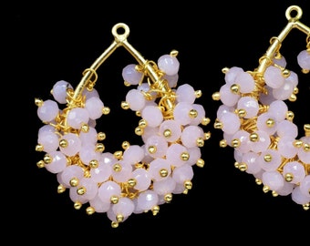 Rose Quartz Wire Wrapped Dangle Connectors,Gemstone Component,Handmade Beaded Earring,Charms Necklace,Rose Quartz Jewelry,Teardrop Pendant