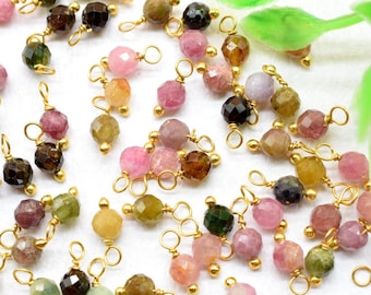 Multi Tourmaline Single wire wrapped Beads,Earring Components,Necklace Charm,Tourmaline dangle Beads,Bracelet Making Beads,Faceted Beads