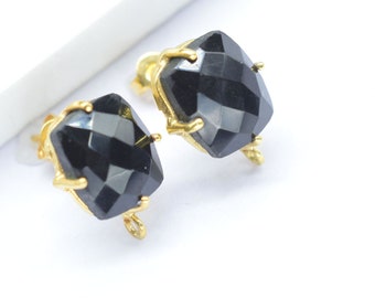 Black Onyx Square Studs Earring,Gemstone Stud Earrings,Prong Set Earring,Handmade Earring,Black Onyx Studs,Small Stud Earrings,Onyx Jewelry