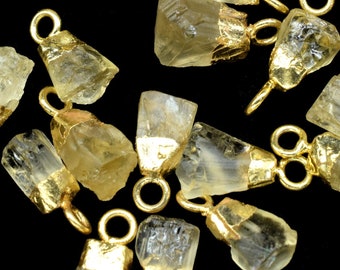 Natural Lemon Quartz Pendant,Rough Electroplated Chams,Loose Stone Pendant,Gemstone Pendant,Lemon Quartz Pendant Connector Jewelry Necklace