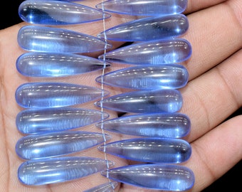 Dazzling Tanzanite Quartz Long Drop Briolettes/Gemstone 8x30mm Smooth Teardrop Beads/Side Drill Loose Briolettes/Smooth Drops jewelry Gift