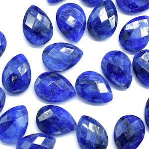 Natural Blue Sapphire 9x13mm Briolettes,Blue Sapphire Teardrop Beads,Sapphire Faceted Pear Shape Beads,Blue Sapphire Jewelry making beads