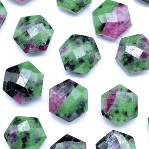 Natural Ruby Zoisite 15mm Hexagon Shape Briolette,Hexagon Drilled Charm,Fancy Shape Briolettes, Hexagon Beads,Gemstone Charm,Jewelry Beads