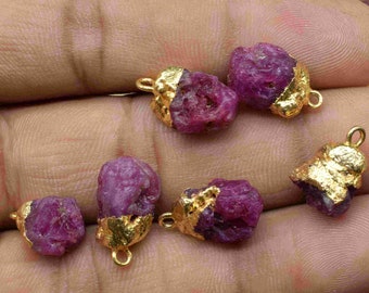 Natural Mountain Raw Ruby Pendants,Gemstone Dangle Earring,Handmade Pendant Jewelry.Electroplated Raw Necklace,Rough Stone Ruby jewelry,Gift