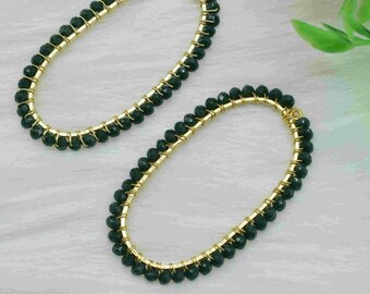 Green Agate beads Connector,Oval Pendant Component,Handmade Connector,Finding Necklace,Beaded Finding Component,Green Agate jewelry,Gift for