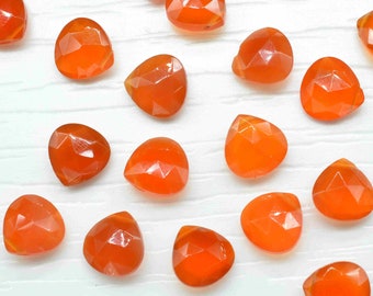 Carnelian Faceted Briolettes,Carnelian 10mm Heart Shape Beads,Handmade Jewelry,Orange Carnelian Gemstone briolettes,Carnelian Heart Jewelry