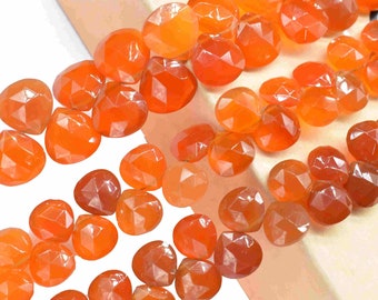 Carnelian Faceted Heart Shape Beads,Orange Gemstone,Carnelian Heart Shape Jewelry,Carnelian Heart Faceted Briolettes,Handmade Strand Jewelry