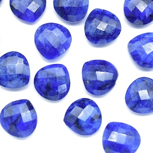 Blue Sapphire AAA Quality Faceted 14mm Heart Shape Briolettes,Blue Sapphire briolettes for making jewelry,Blue Sapphire Heart Shape beads,