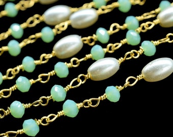 Aqua Chalcedon Hydro Facettierte Rondelle Rosenkranz Kette,Perlen Rosenkranz Kette,Vergoldete Rosenkranz Kette,Wickelkette Kette Geschenk