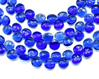 Quarzo zaffiro blu, perline sfaccettate a cuore da 6 mm, briolette a forma di cuore, perline di pietre preziose sciolte, qualità AAA, artigianato per la produzione di gioielli, fatto a mano, regalo