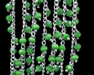 Collana Catena Rosario Con Perle Di Giada Verde E Biwa – 21 Pollici – Nuova