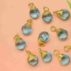 Sky Topaz Faceted Connector,Wire Wrapped Gemstone Pendant,loop Connector,Wire Wrapped Pendant, Square Connector,Square jewelry making charm