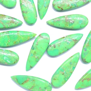 Green Copper Turquoise 10x30mm Smooth Briolettes,Loose Gemstone Smooth Teardrop Beads,Handmade Turquoise Briolettes Jewelry Making Beads,