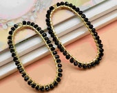 Black Onyx beads Finding Connector,Oval Pendant Component,Handmade Connector,Finding Necklace,Beaded Finding Component,Black Onyx jewelry,