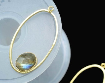 Labradorit Edelstein Komponente ovale Form Einzelschlaufe Anhänger, Labradorit Stecker Anhänger, Suche nach vergoldeten Stecker, Labradorit Schmuck