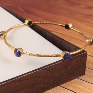 Blue Sapphire bangle,Gold plated.Circle bangle,Blue Gemstone bangle,September Birthstone,Handmade Bangle,Hoop Bangle,Matte Bangle,Gift for