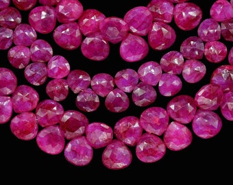 Natürliche Rubin Herz facettierte Brioletten, Rubin 10 mm Herz Form Perle, handgemachte Perlenschmuck, rote Edelstein-Herz-Perlen, Rubin Herz Schmuck Geschenk