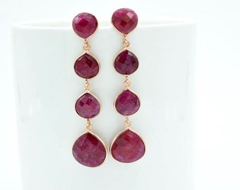 ruby earring,Long dangle ruby earring,natural gemstone earring,birthday gift,mother gift,anniversary gift,Large Ruby Earring,Drop Earring