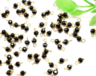 Tiny Gemstone Charms,Black Onyx Single Wire Wrapped Beads,Jewelry Making Supplies,Earring Charms,Necklace Charms,Bracelet Charms,dangle Bead