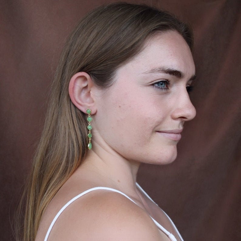 アクアブルーカルセドニーイヤリング、ピンクカルセドニーイヤリング