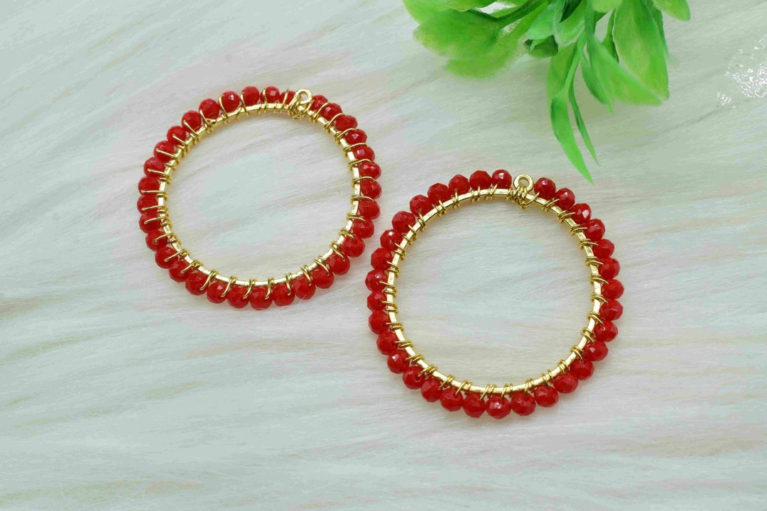 Red Coral Wire Wrapped Dangle Connectors,circle Pendant Component ...