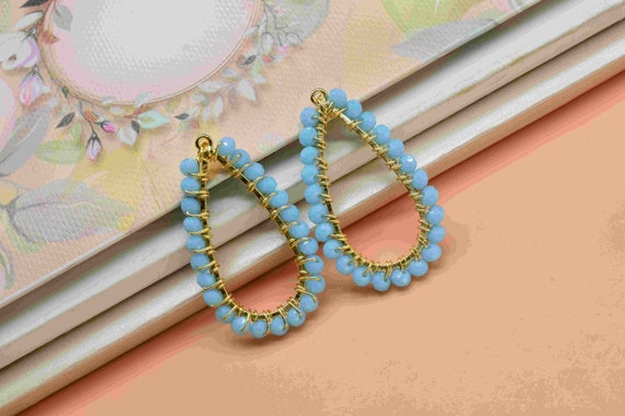 Turquoise Quartz Beaded Earring,gemstone Component,handmade