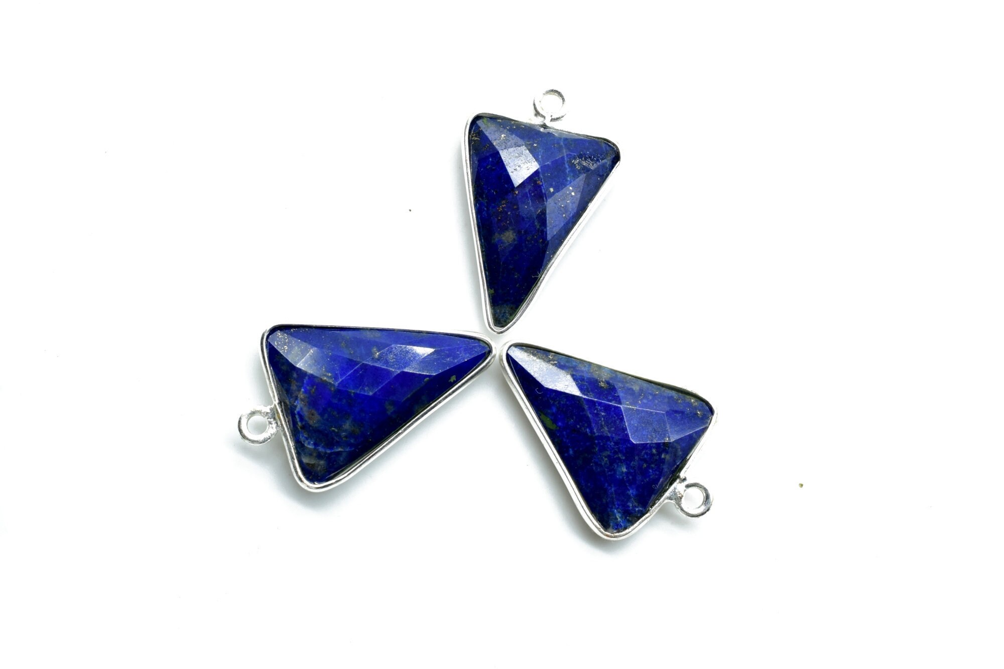 Lapisページ Lapis Lazuli 15x18mm Triangle Shape Single Connector,brass