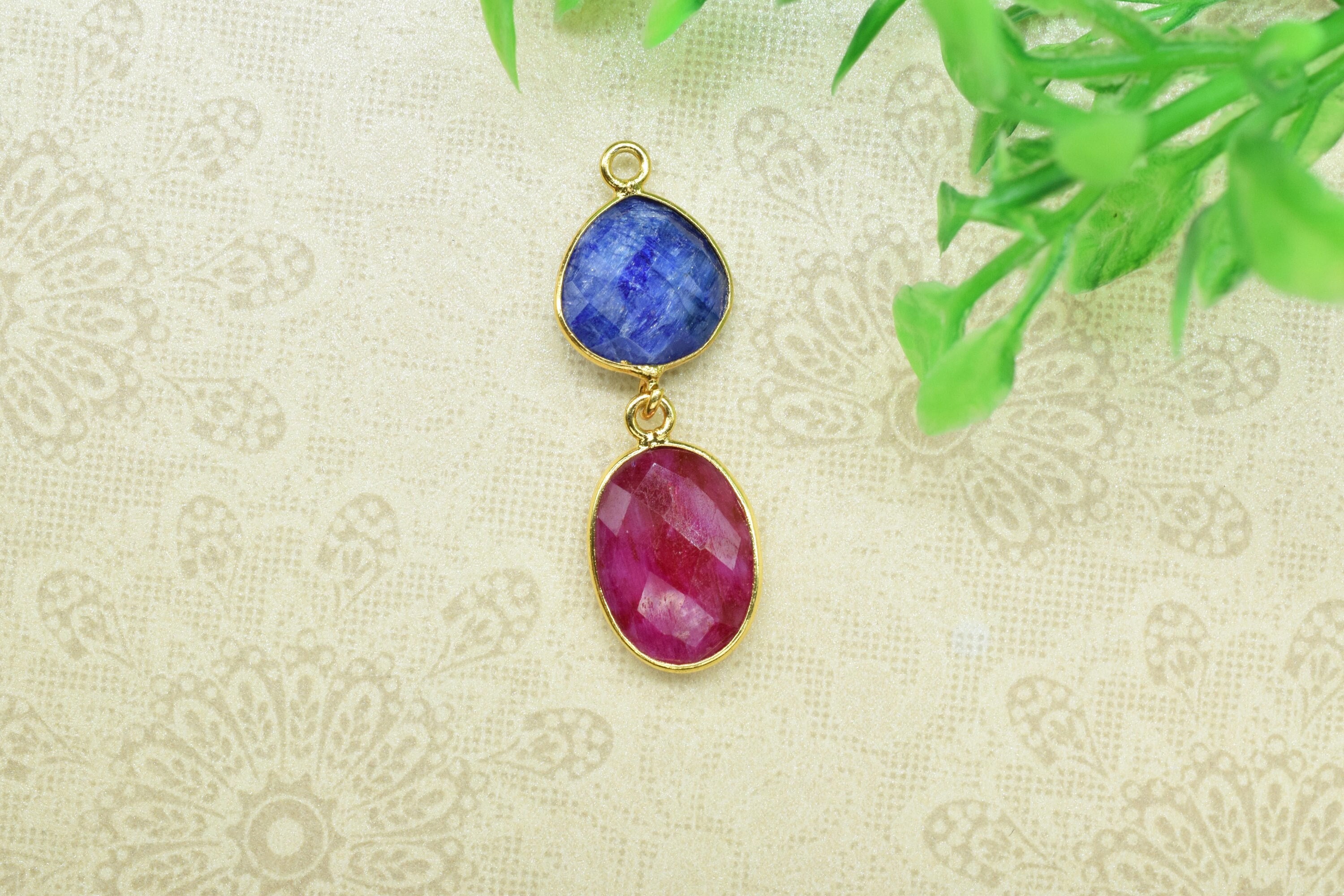 Ruby Components Natural Ruby Dangle Component Earrings,station Bezel Link,sapphire ...