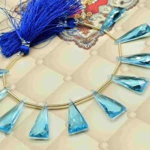 Blue Topaz Triangle Shape Briolettes,Blue Quartz Faceted Briolette,AAA Quality Beads,Loose Gemstone briolette,Blue Topaz jewelry supplies