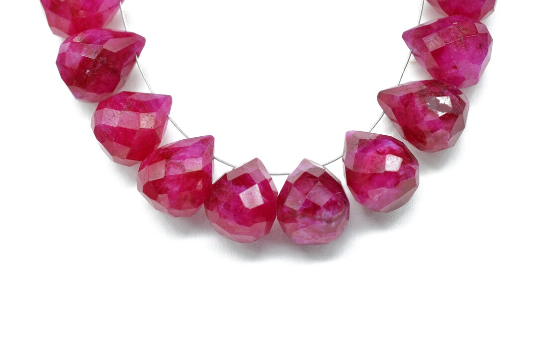 Natural Ruby Faceted Briolettes,teardrop Faceted Beads,july Birthstone ...