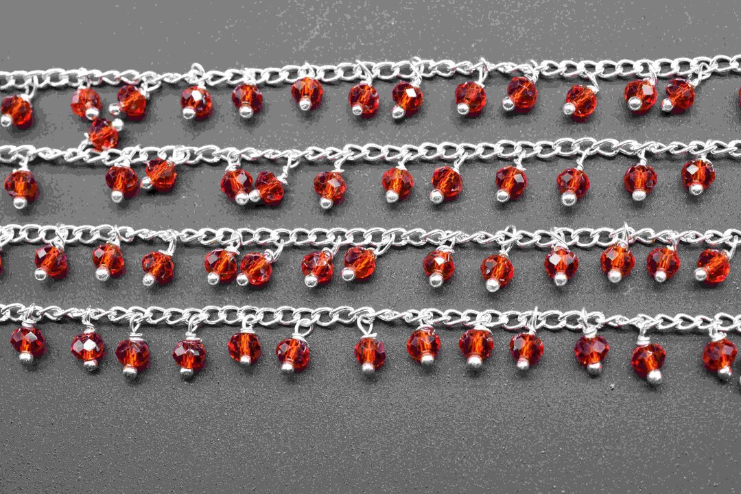 Ruby Quartz Dangling Chain,red Ruby Cluster Rosary,wire Wrapped Beaded ...