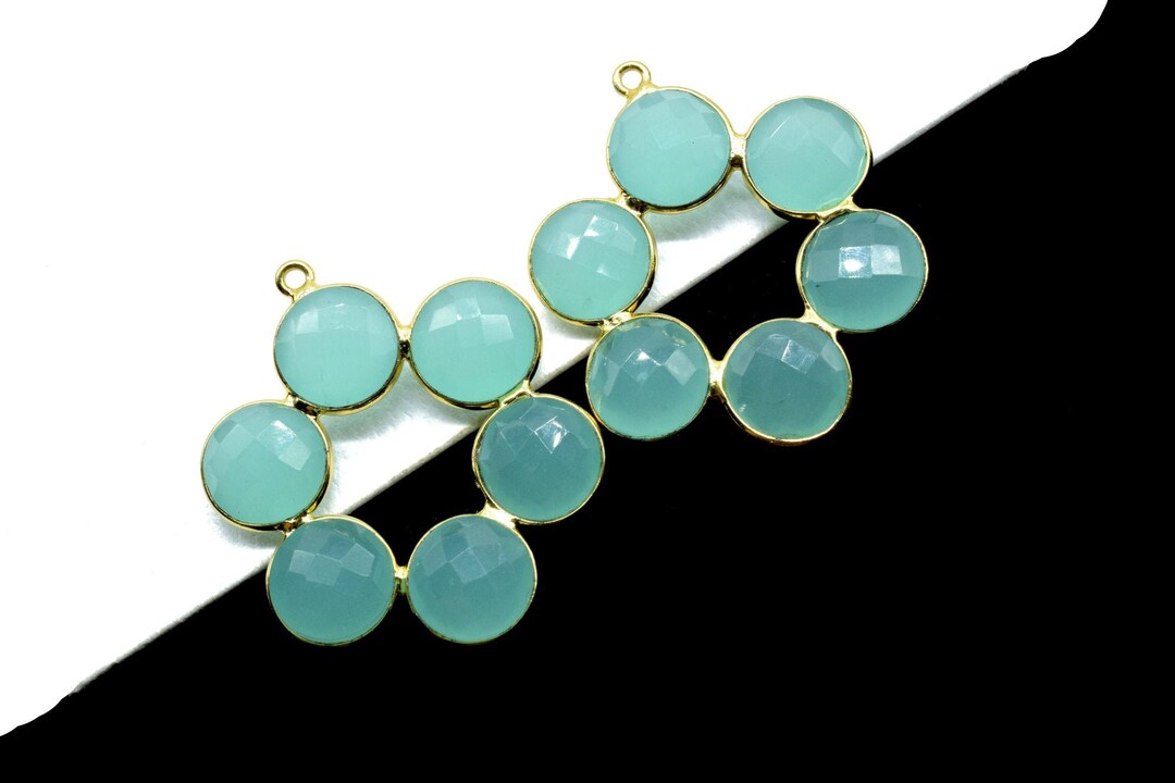 Bazel Component Aqua Chalcedony Earring Component,bezel Component,attached Bezels ...