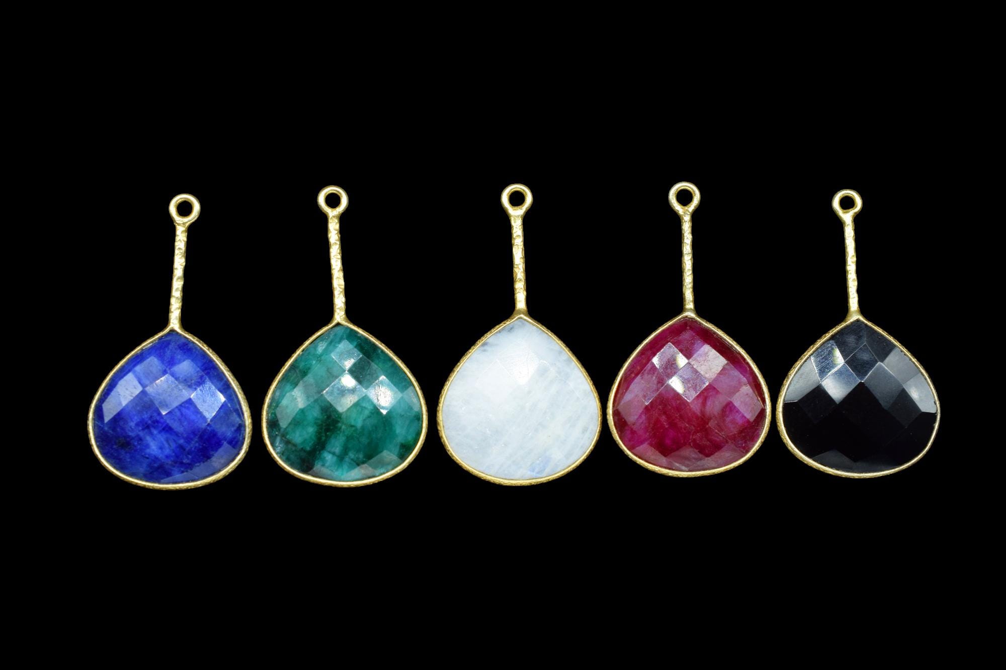 Pendentif Cœur Pierre De Lune Arc-en-ciel - Or Massif 18 Carats - Fait Main