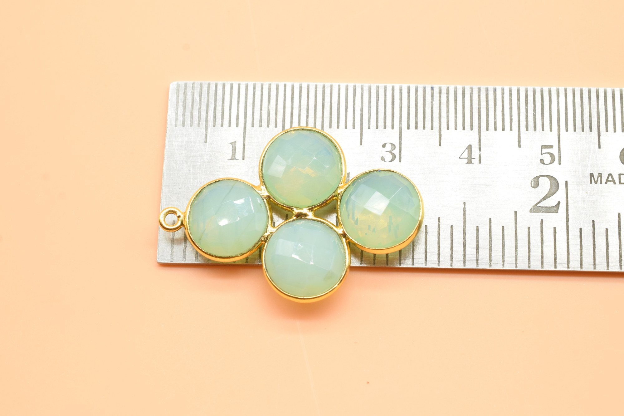 Bazel Component Green Opalite Bezel Component,green Opalite Attached Bezel Pendant ...