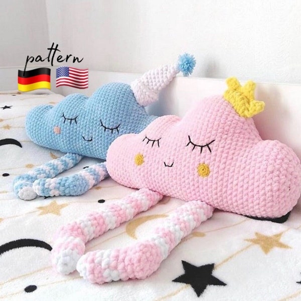 Cloud pillow crochet plush Pattern/ Crochet pillow Amigurumi pattern/ Plushie pattern/ Crochet patterns / Crochet cloud  /kids room pillows